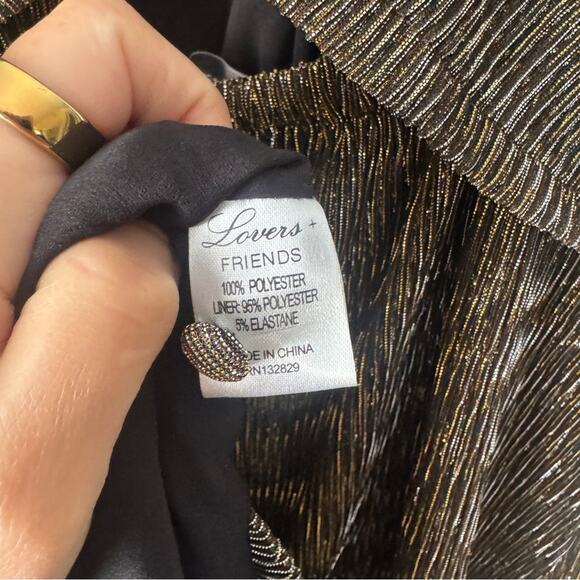 Lovers + Friends gold and silver ribbed mini dress with open back, size small - Picture 5 of 10